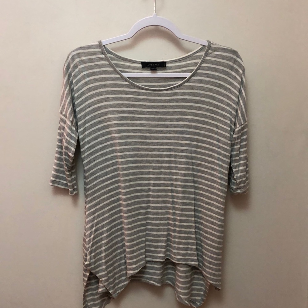 3/4 Sleeve. Could possibly wear with leggings